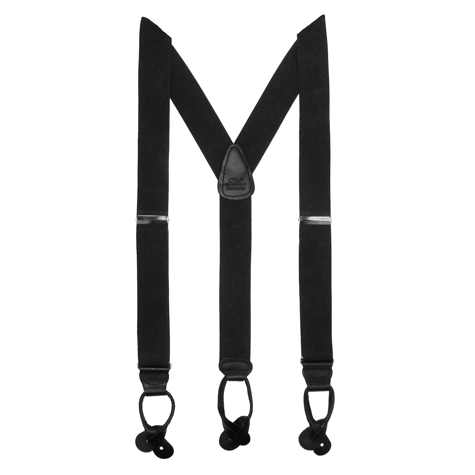 CTM Men's Big & Tall Elastic Button End Dress Suspenders w Silver Hardware