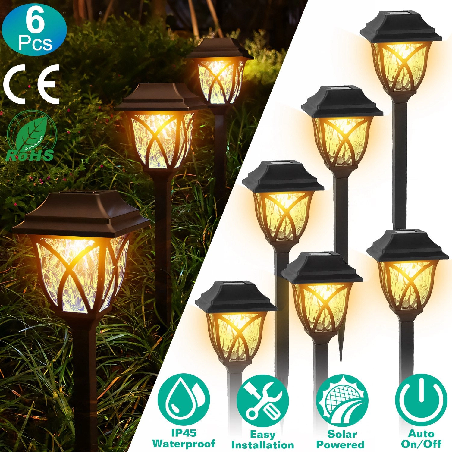 GBruno Solar Powered 6-Pc Stake Light Set
