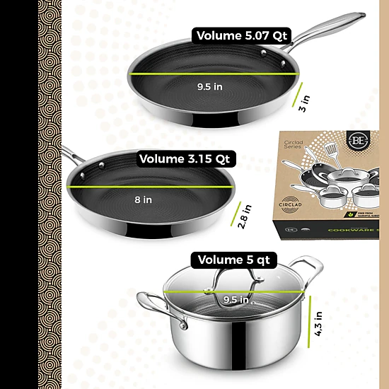 BE - LIVING CIRCLAD Series 12-Piece Nonstick Cookware Set