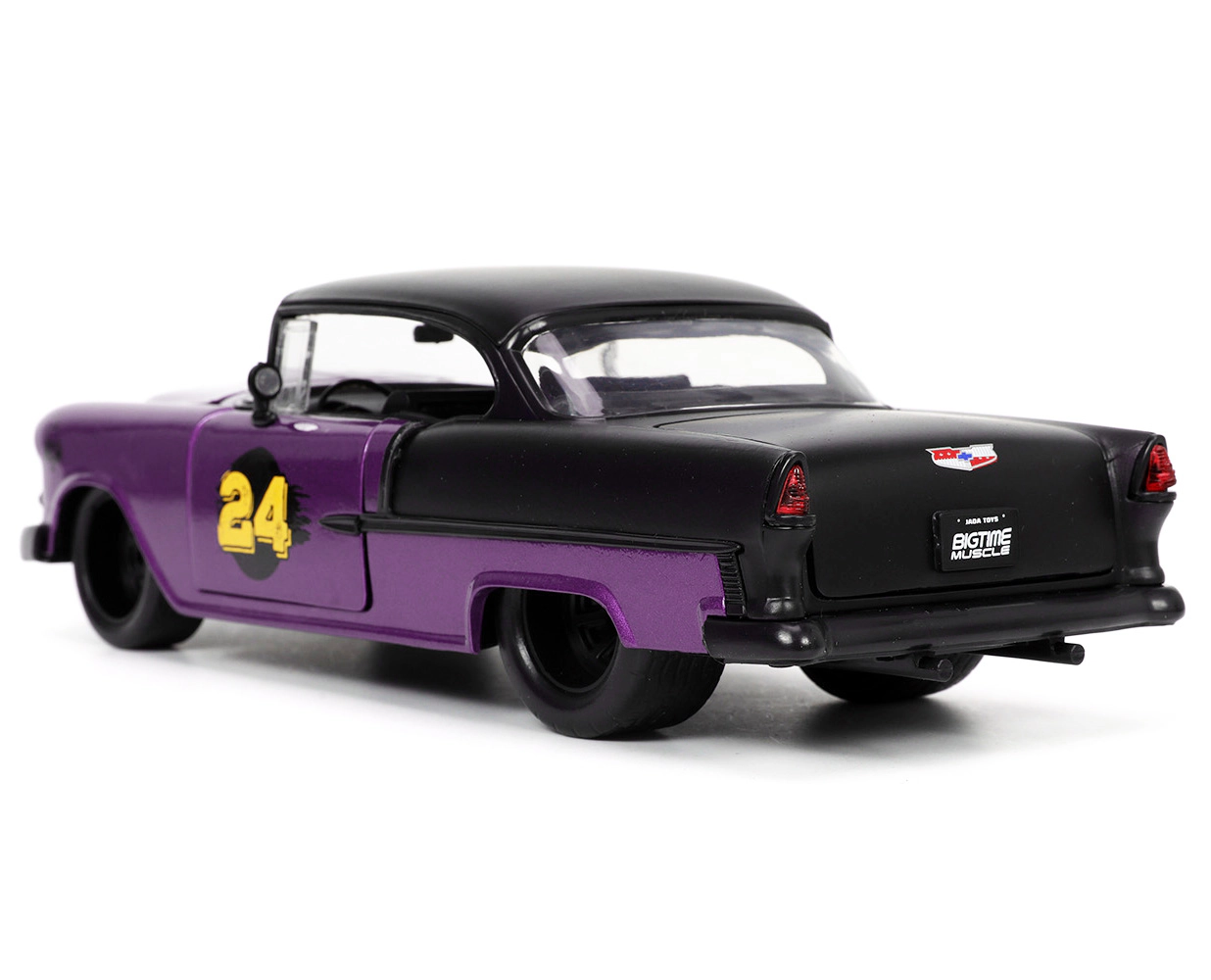 Jada 1955 Chevrolet Bel Air #24 Purple Metallic and Matt Black "Bigtime Muscle" Series 1/24 Diecast Model Car by Jada