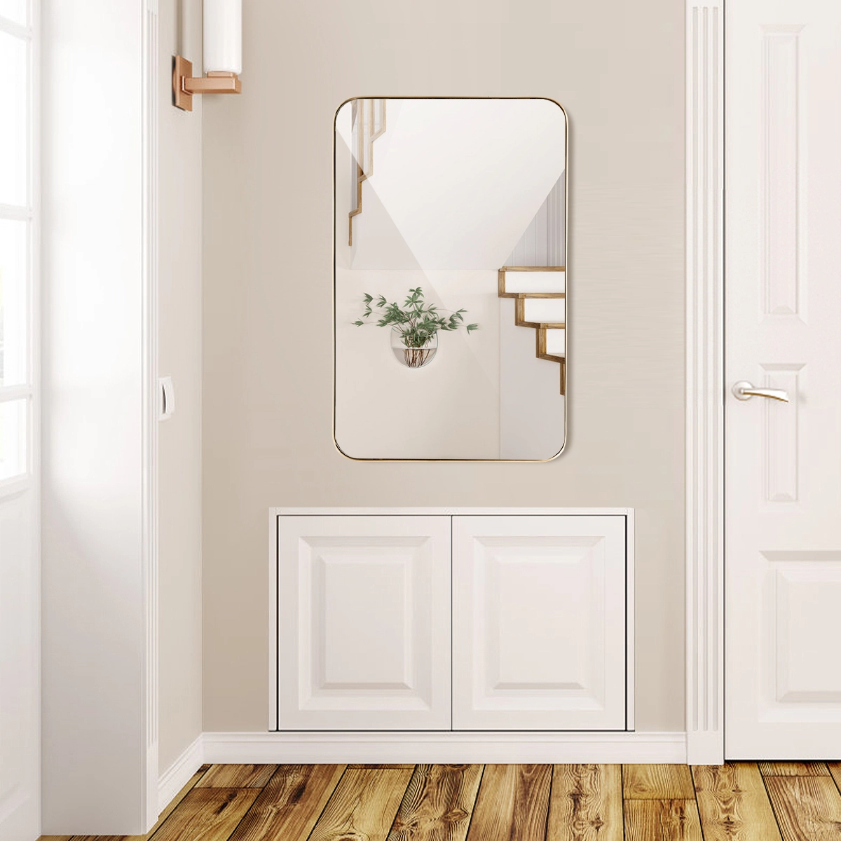 Slickblue 32 x 20 Inch Wall Mounted Bathroom Rectangle Mirror Metal Frame Vanity Wall Mirror