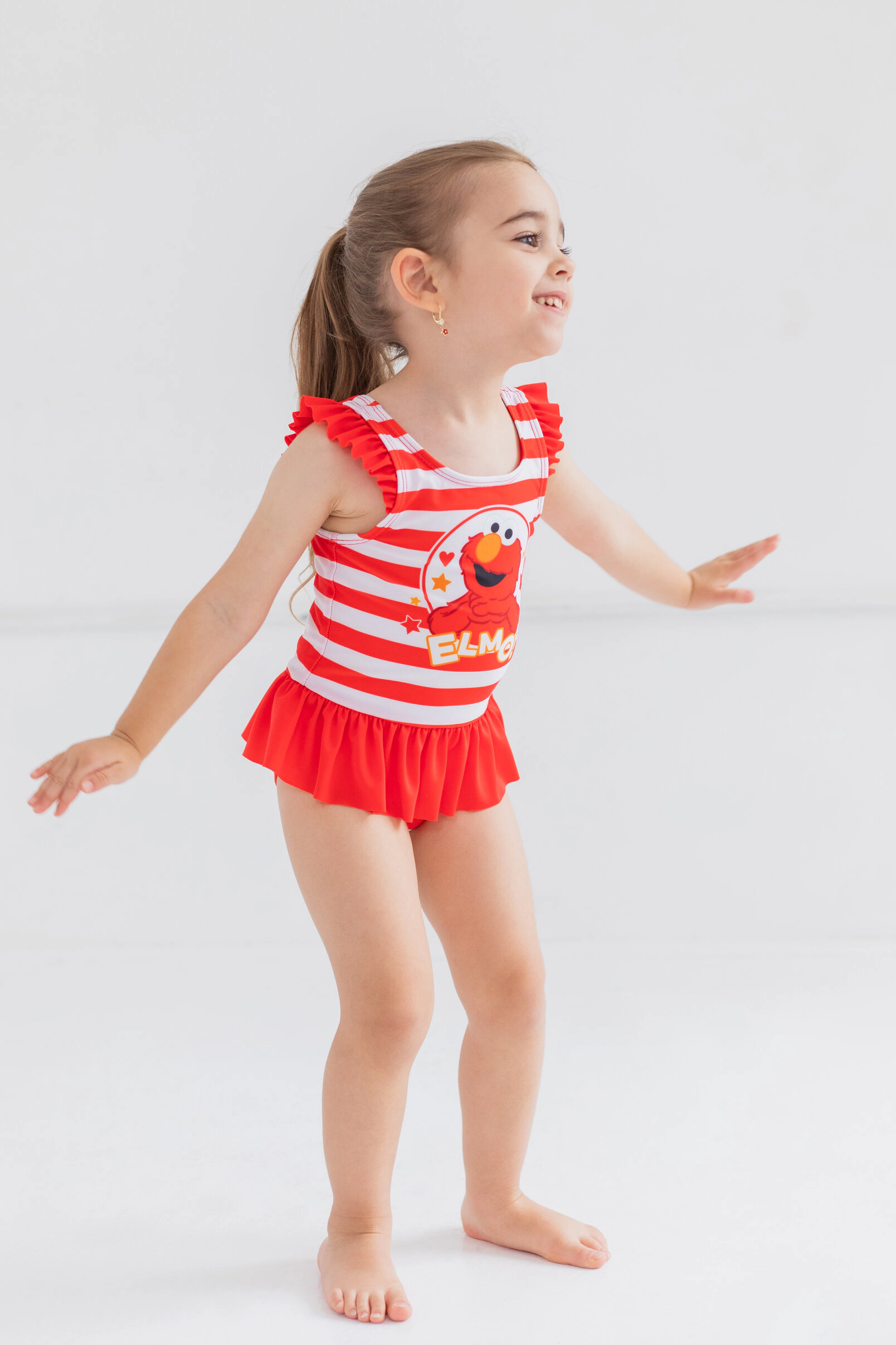 Sesame Street Elmo Girls' Sleeveless One-Piece Bathing Suit