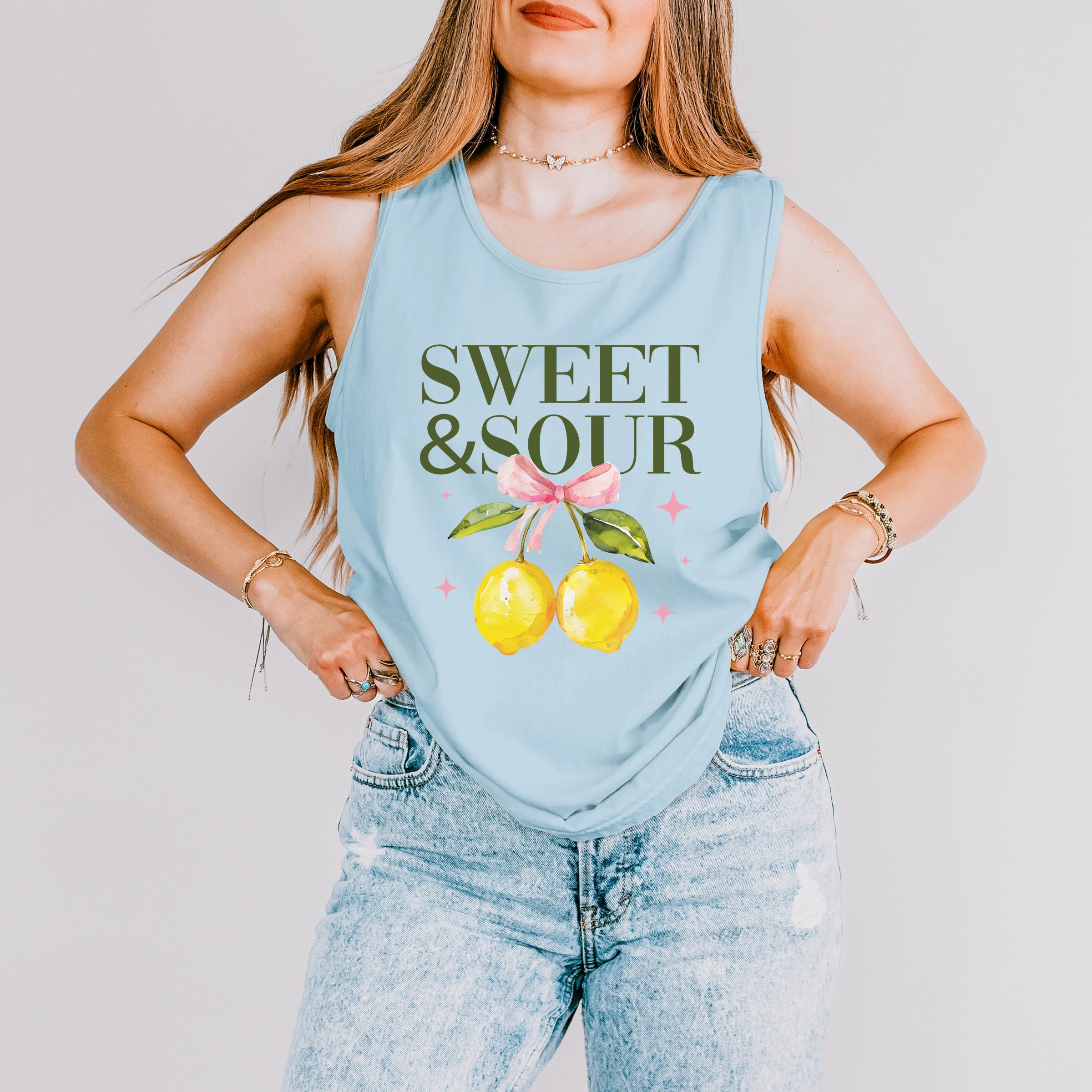 Simply Sage Market - Sweet & Sour Lemon Women's Garment Dyed Graphic Tank Top
