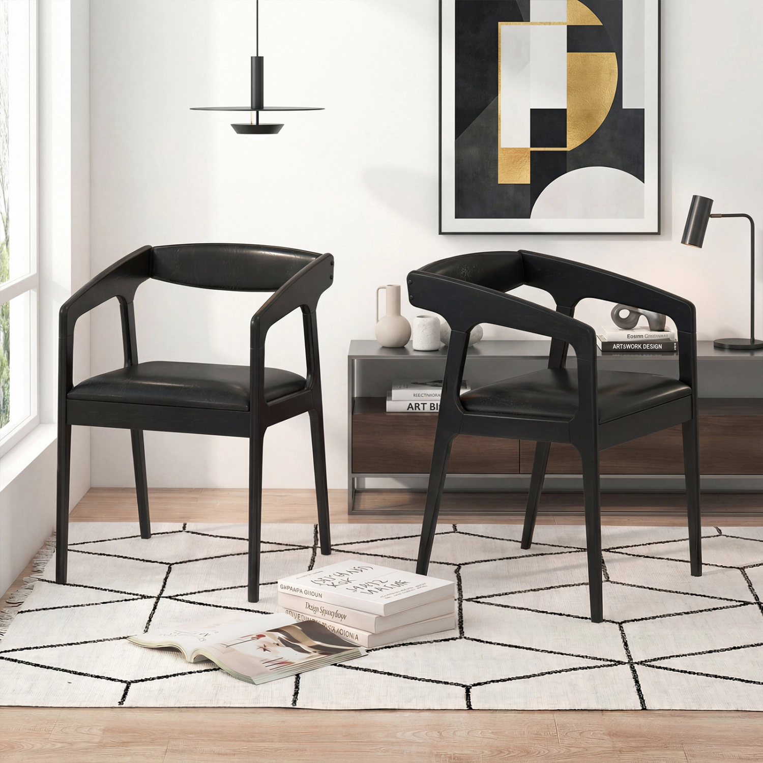 LJG Upholstered Armchairs Set of 2 with Cozy Backrest and Padded Seat Cushion