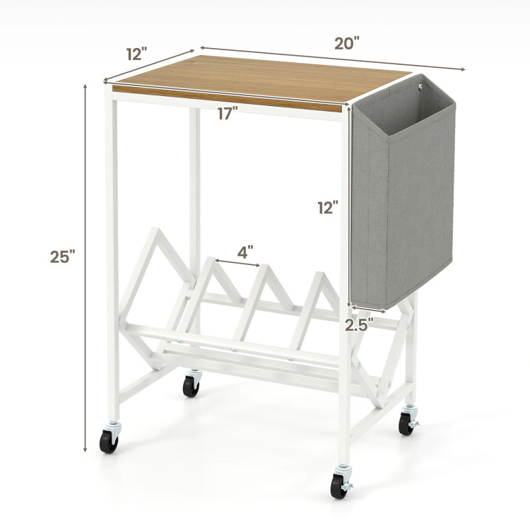 Hivvago Moveable 2-Layer Turntable Stand with Record Storage and Fabric Organizer Bag