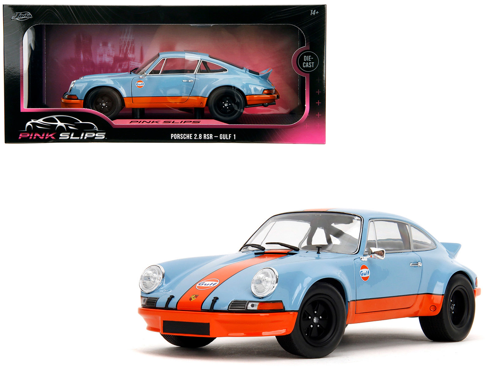 Jada Porsche 911 RSR "Gulf Oil" Light Blue with Orange Stripes "Pink Slips" Series 1/18 Diecast Model Car by Jada