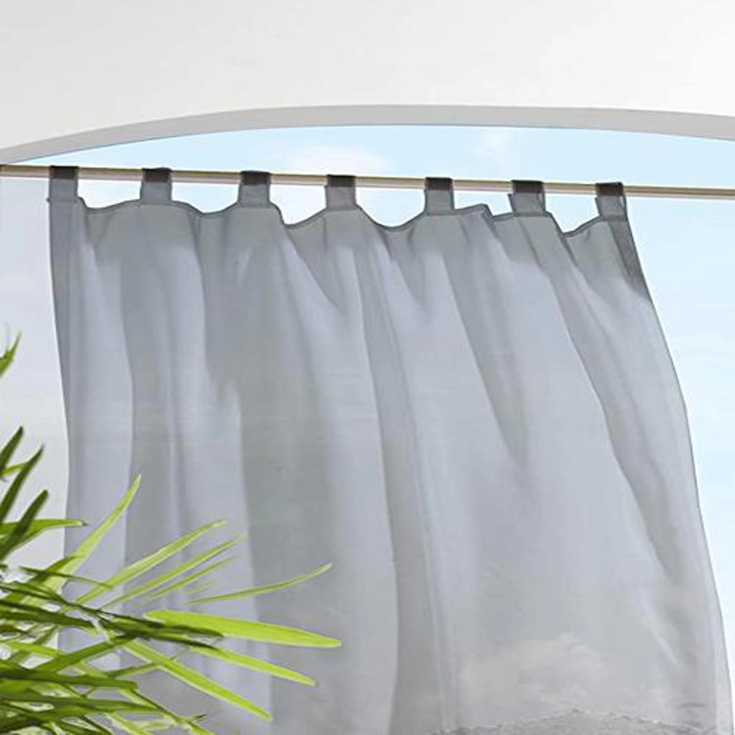 Commonwealth Outdoor Décor Escape Hook and Loop Sheer Tab Panel 54 Inches Wide by 84 Inches Long Charcoal Grey