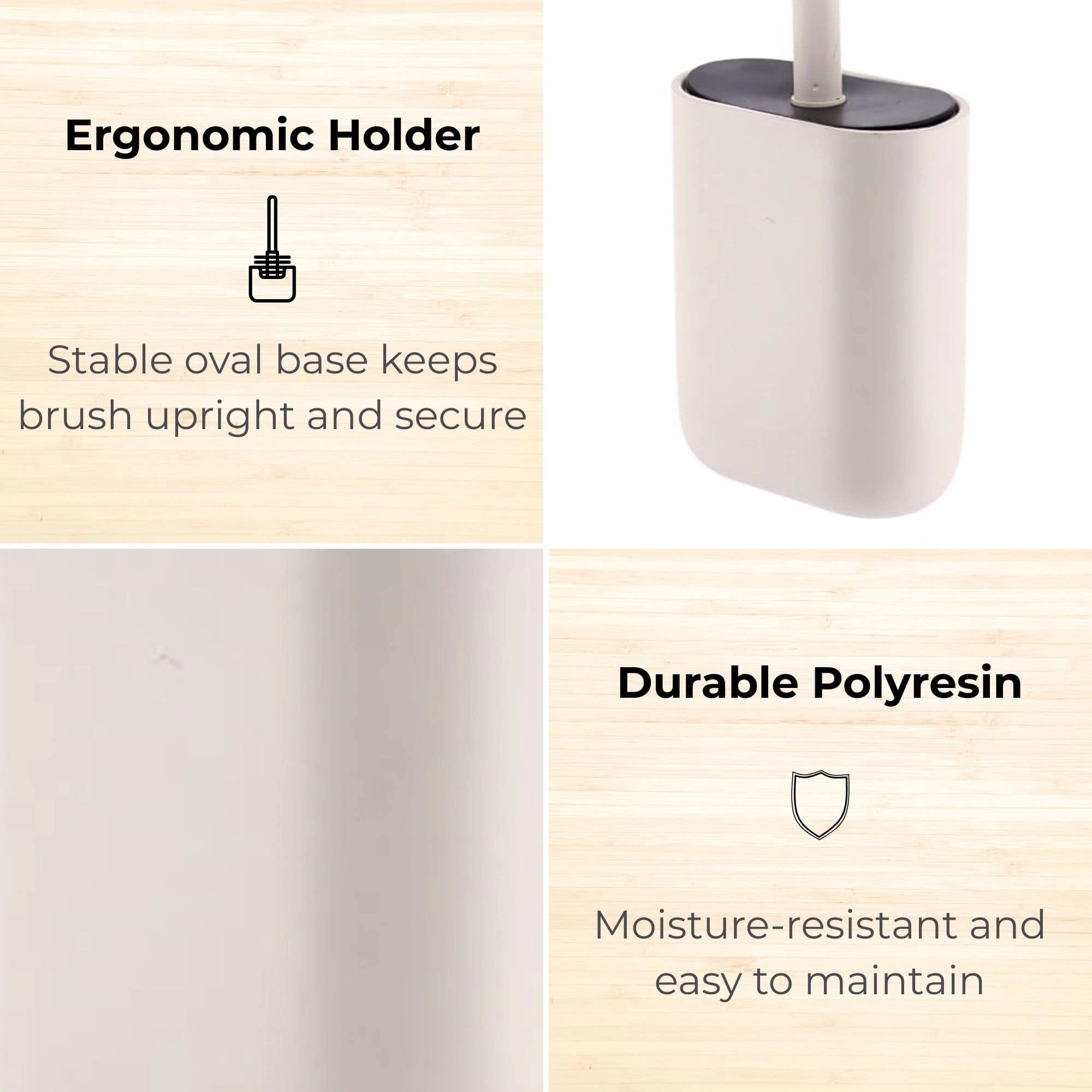 Evideco Oval Matte Polyresin Toilet Brush Set, 2-Piece