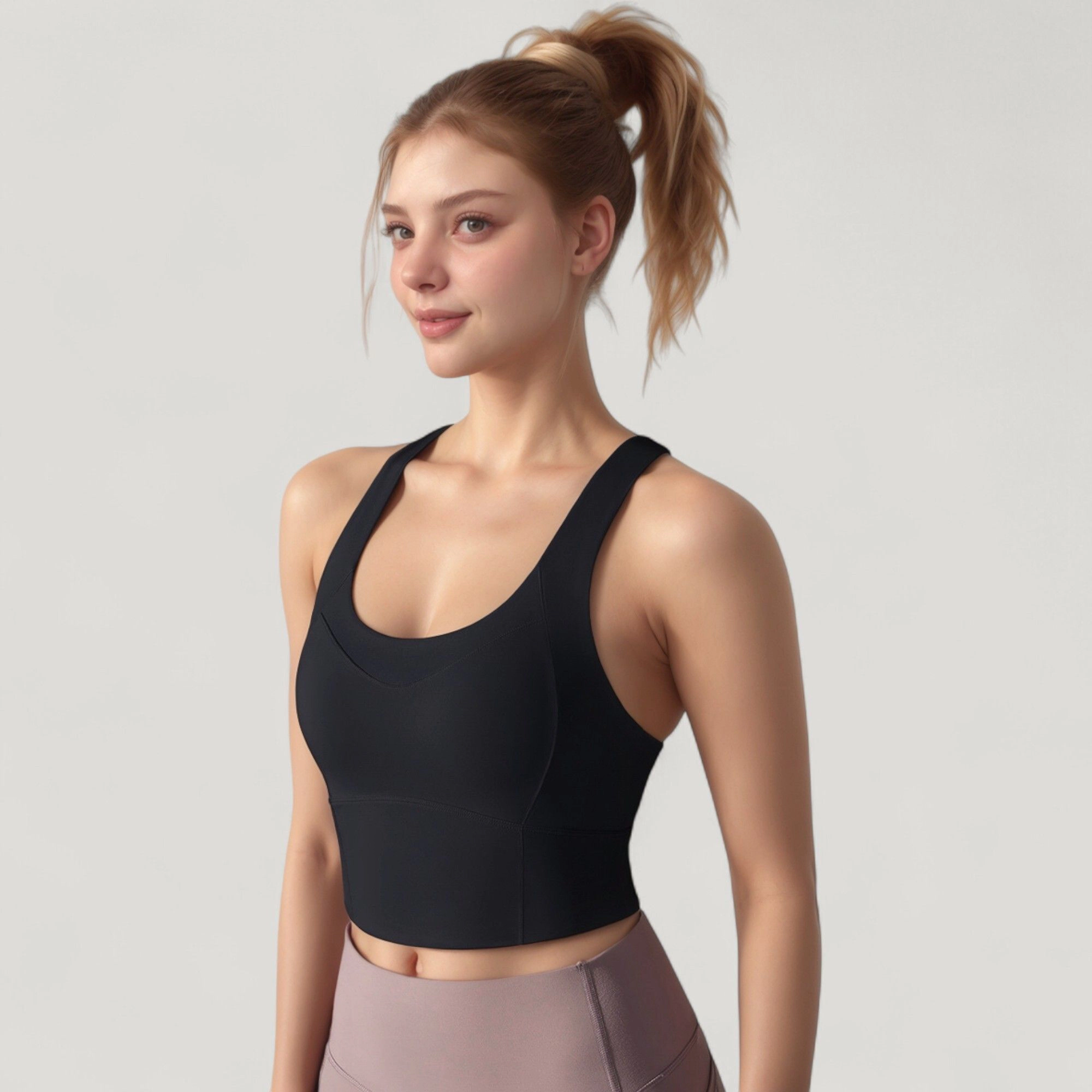 Anna-Kaci Women's Athletic Crop Tank Top with Cross Back Straps and Scoop Neckline