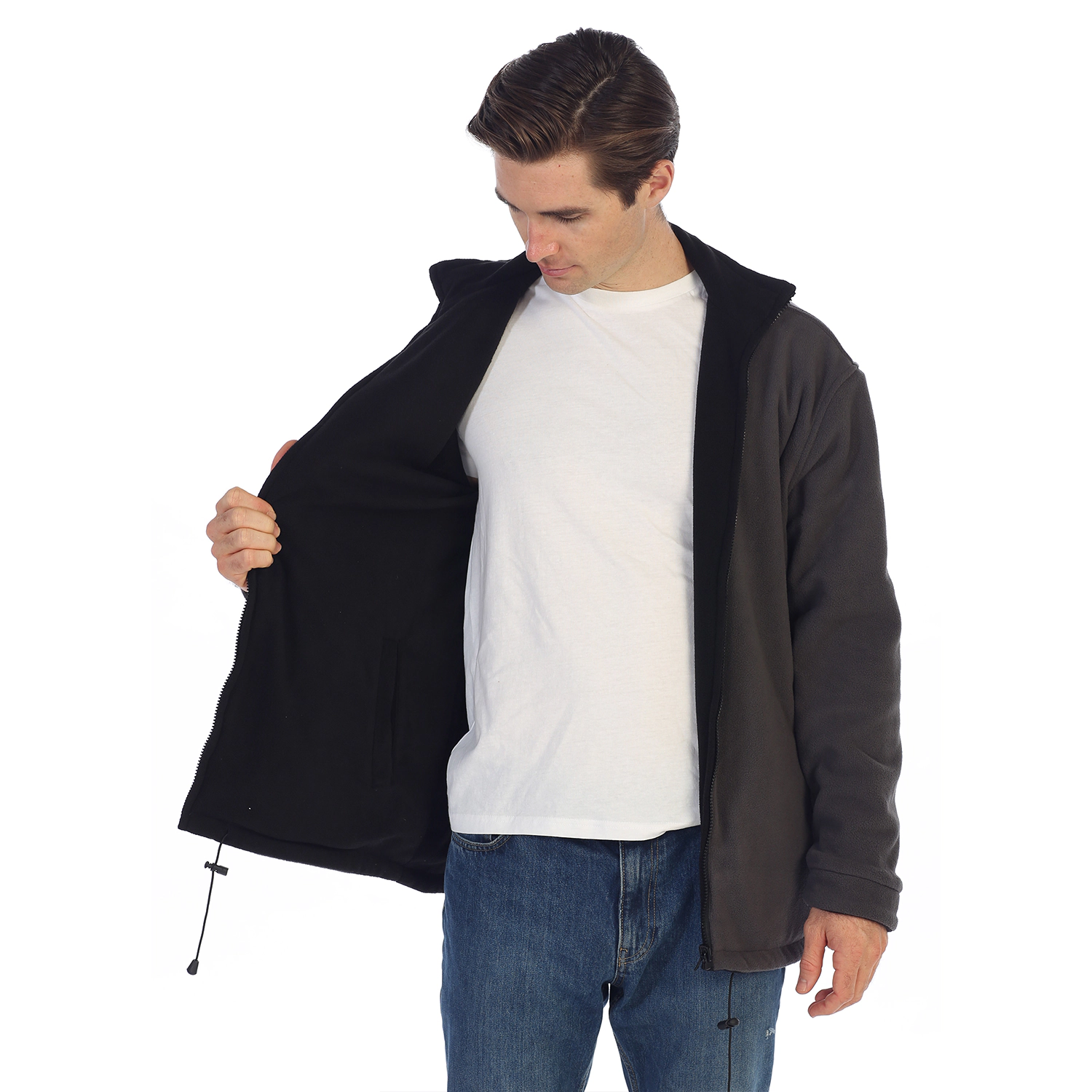 Gioberti Men's Zip Up Reversible Polar Fleece Heavy Jacket