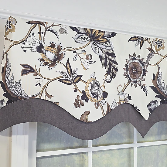 RLF Home 100% Cotton Zanzibar D-Regal  Fully lined Windows Rod Pocket Valance 50" x 17"  Gray