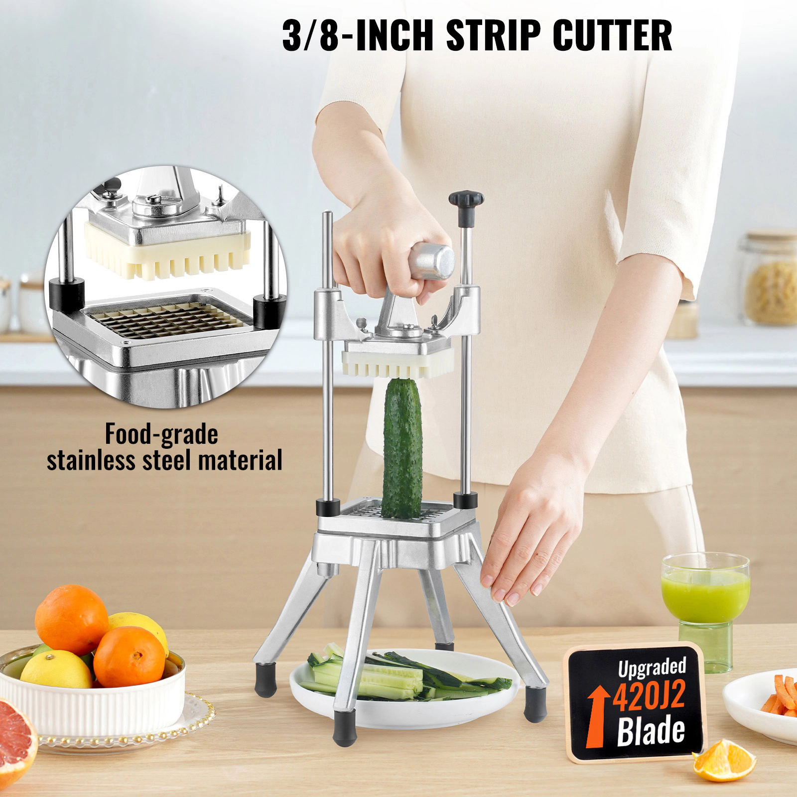 HONGGE Commercial Vegetable Fruit Chopper Blade Heavy Duty Professional Food Dicer French Fry Cutter Onion Slicer