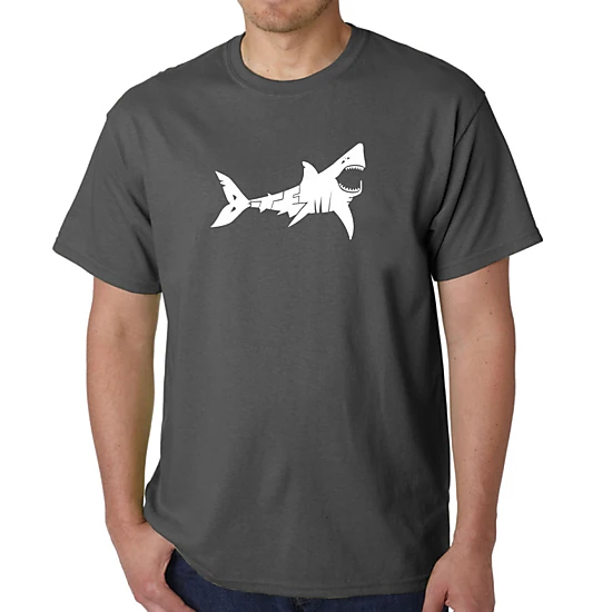 LA Pop Art Men's Word Art T-Shirt - "Bite Me" Shark