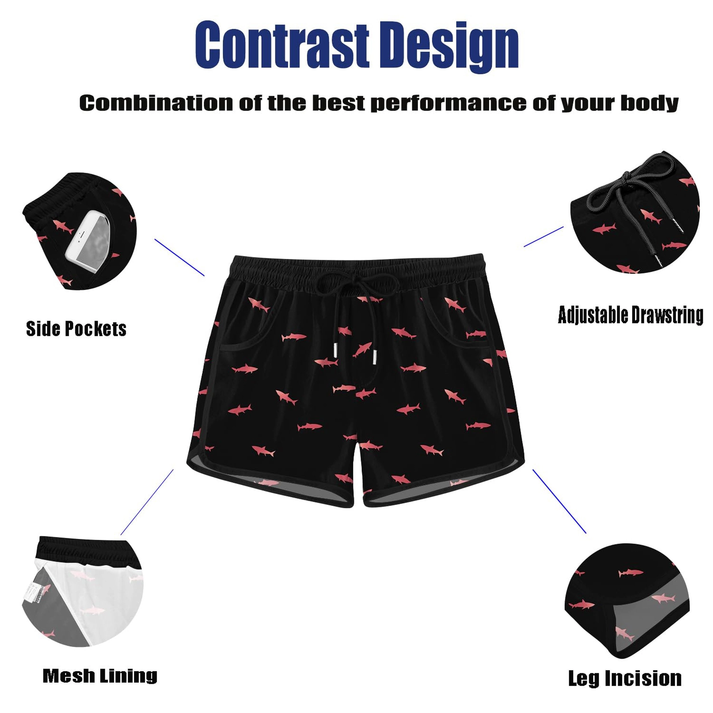 COOFANDY Men's Quick Dry Elastic Waist Drawstring Swim Shorts