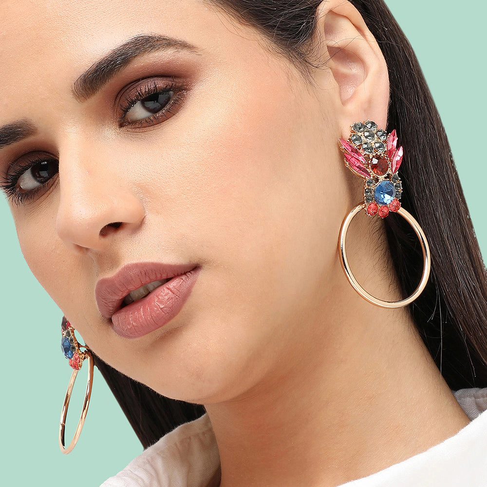 SOHI Women's Silver Oriental Drop Earrings