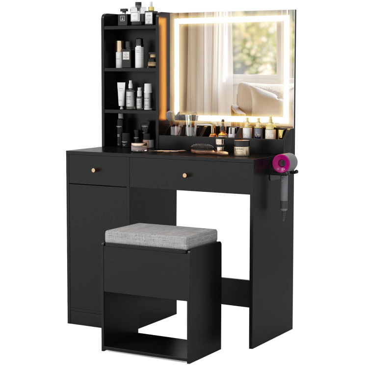 Hivvago Vanity Dressing Table And Chair Set With Mirror Lights