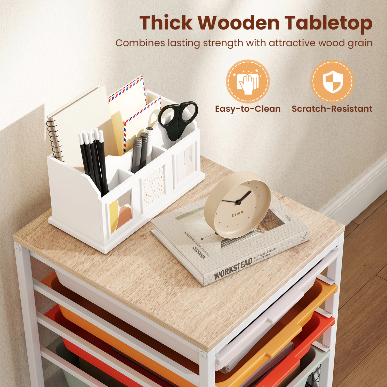 SlickBlue 5 Drawer Rolling Storage Cart, MDF Top Frame