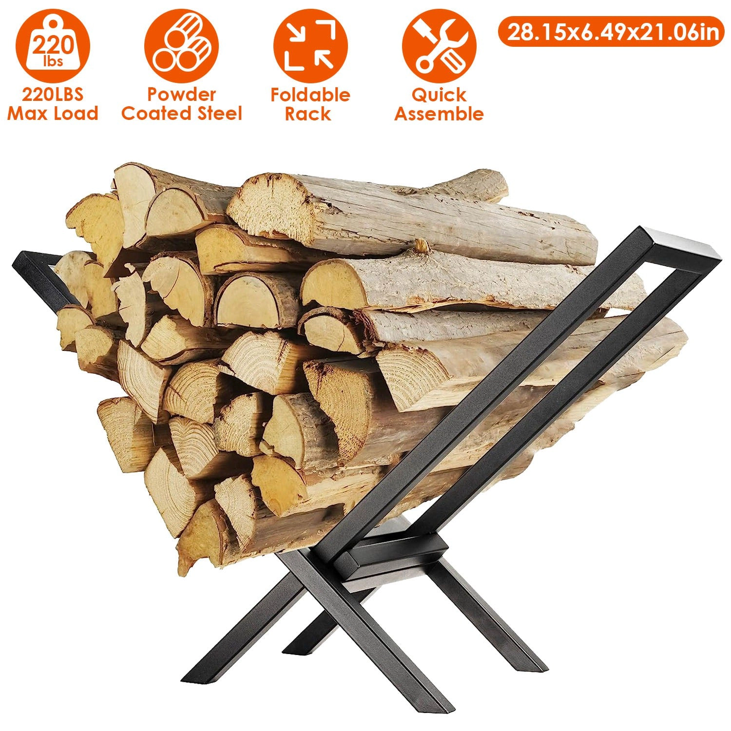 GBruno X-Shape Steel Firewood Log Rack