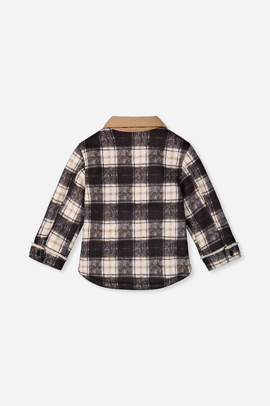 Deux par Boys Brushed Plaid Full Zip Jacket with Ribbed Collar