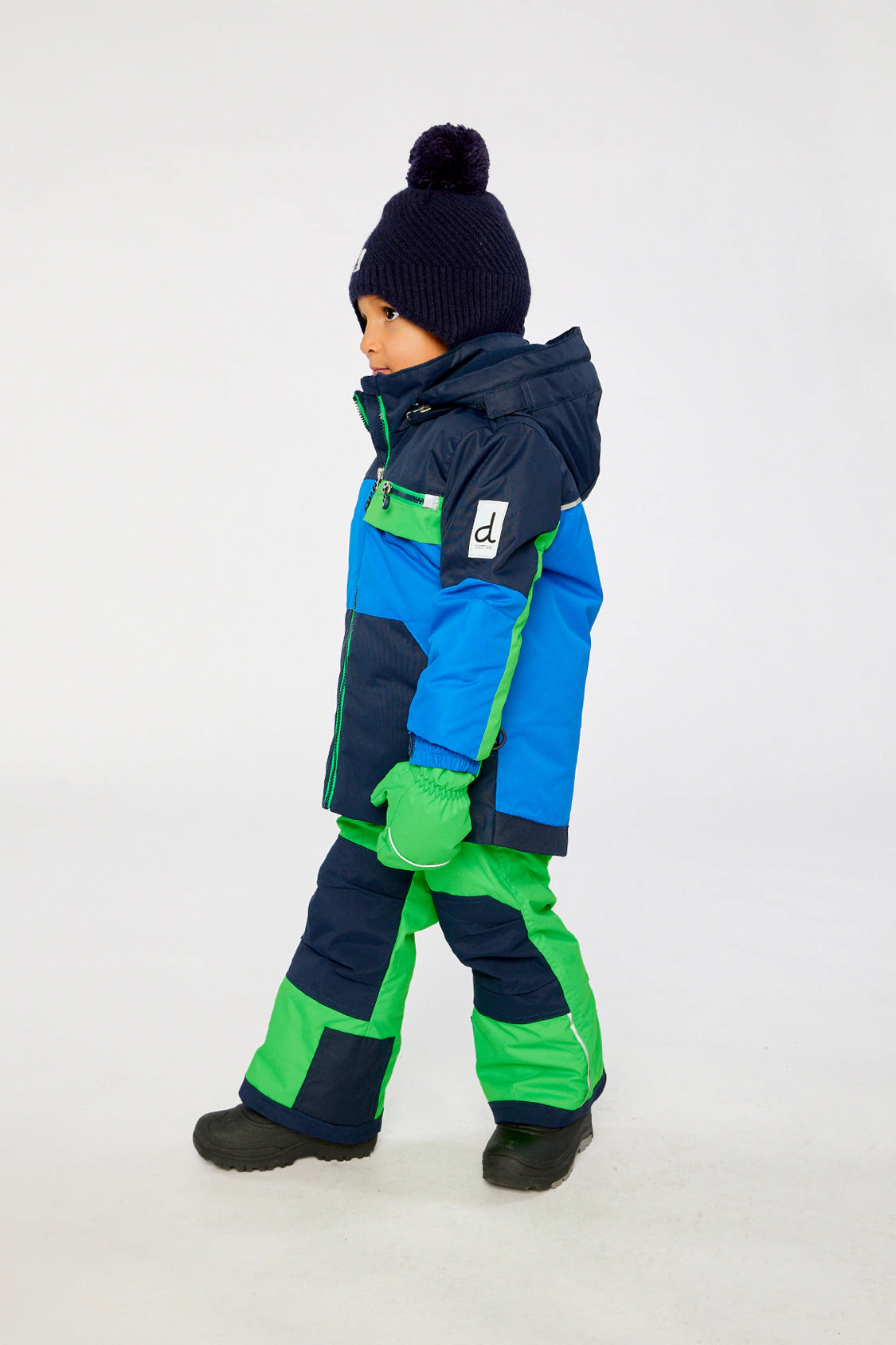 Deux par Boys Colorblock Two Piece Play Snowsuit with Hooded Jacket and Snow Pants