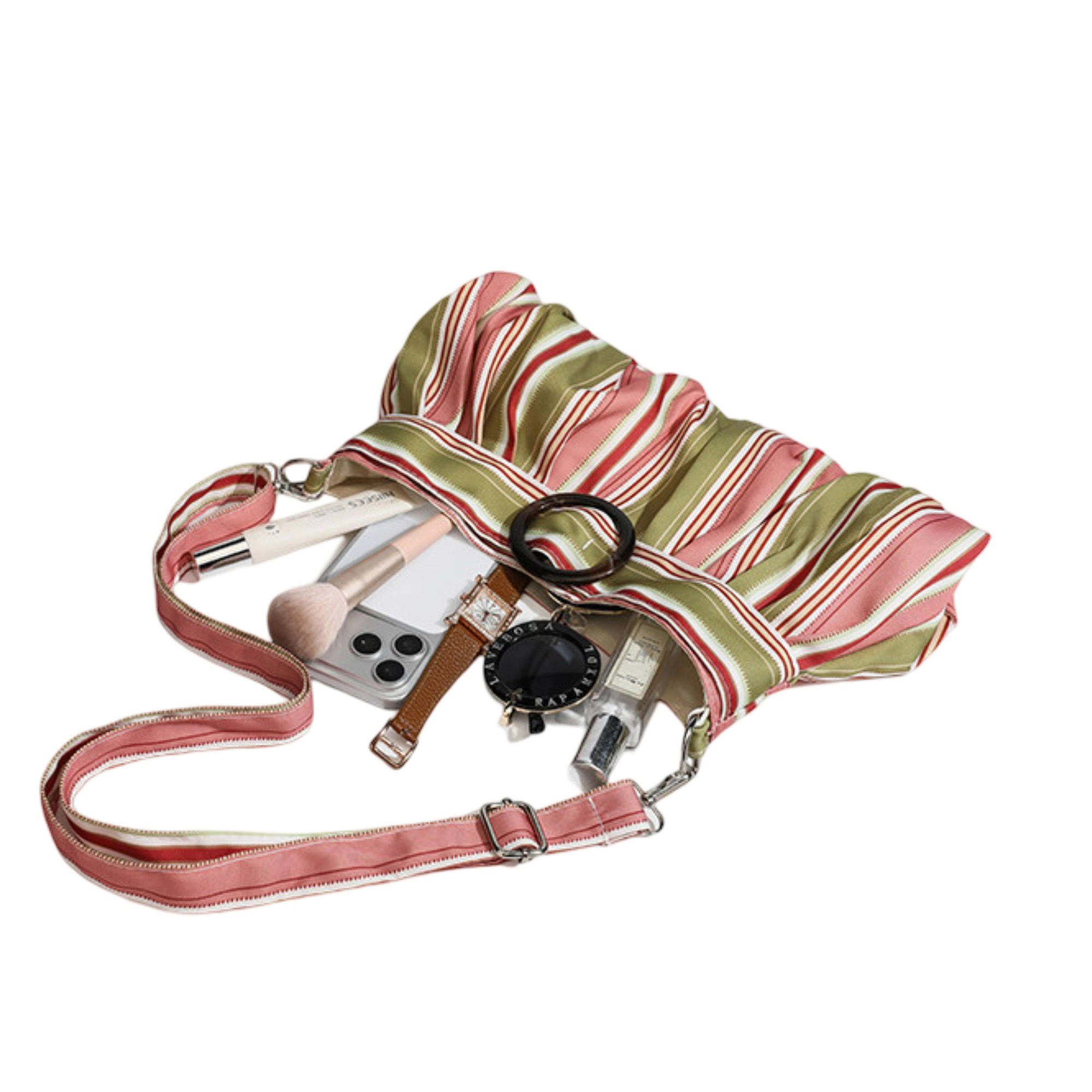 Alilang Women's Striped Shoulder Bag for Women, Slouchy Underarm Purse with Adjustable Strap