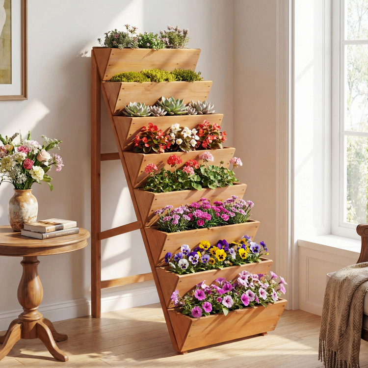 Hivvago 8-tier Vertical Raised Garden Bed Wood Elevated Planter Box with Legs