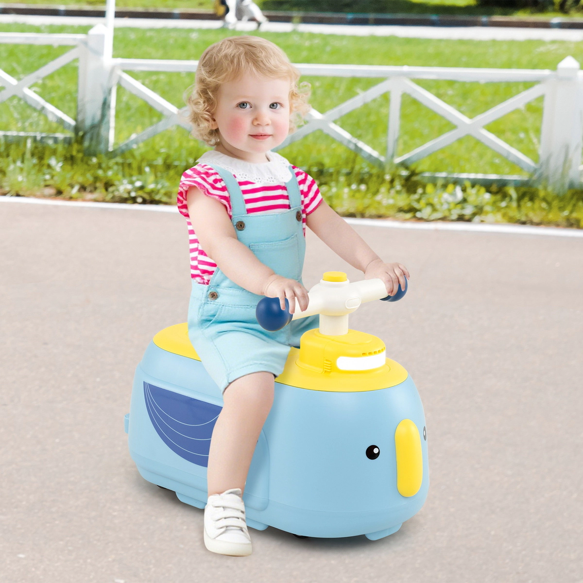 SUGIFT Blue Detachable Trailer Light Music and Under Seat Storage Toddler Ride On Toy
