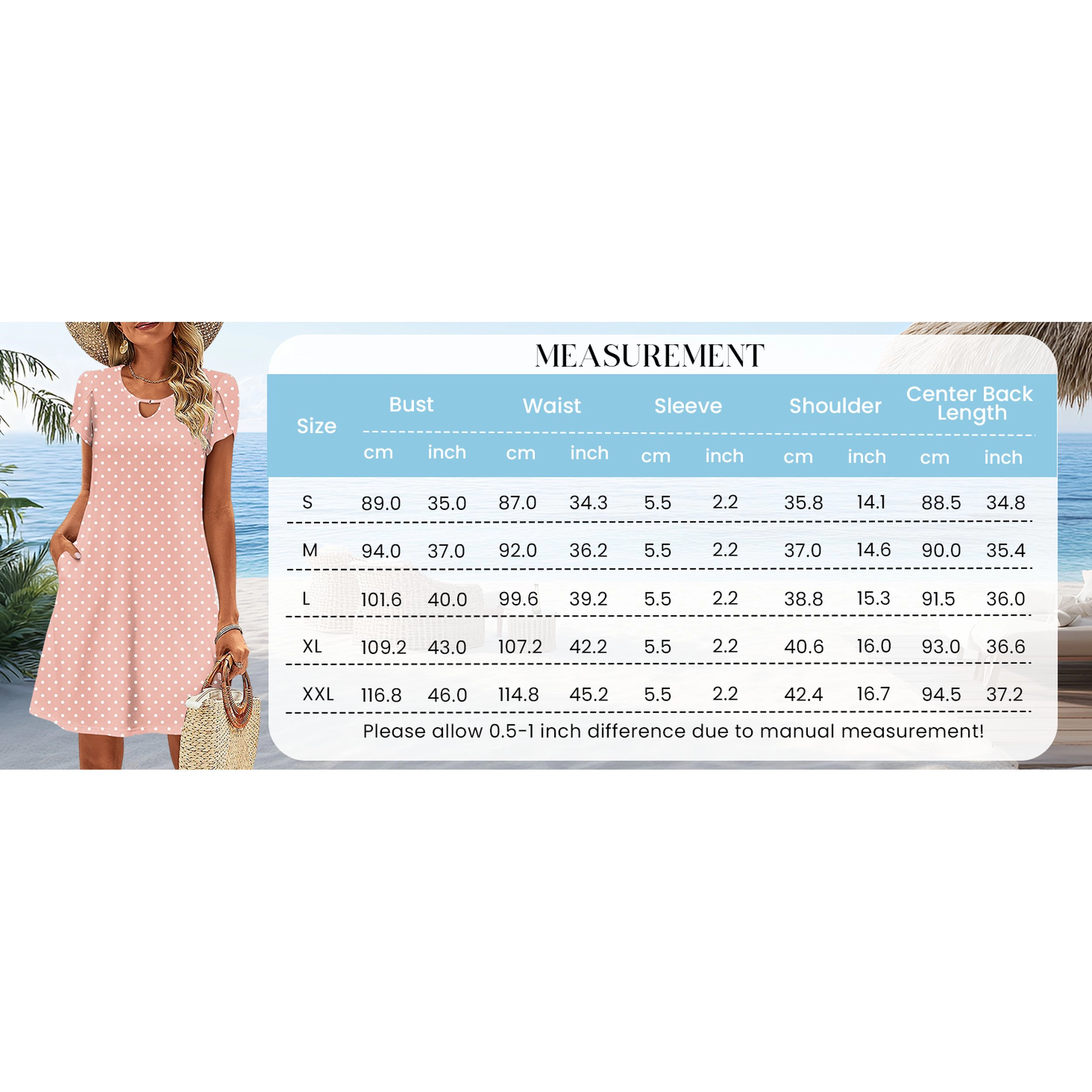 Zeagoo Women's Keyhole Neck Short Sleeve Knee Length Dress