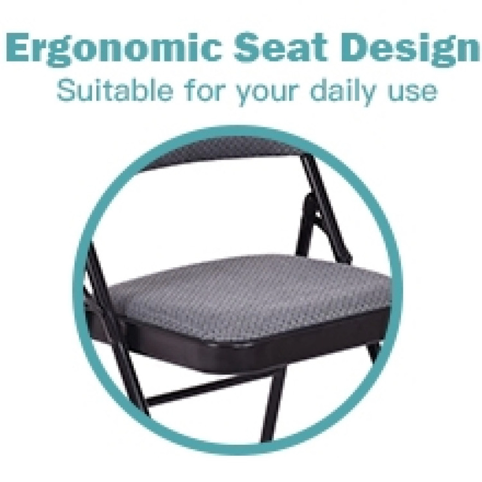 SUGIFT Set of 4 Fabric Upholstered Padded Seat Metal Frame Folding Chairs 18-in x 20-in x 30-in 265-lb Capacity Black