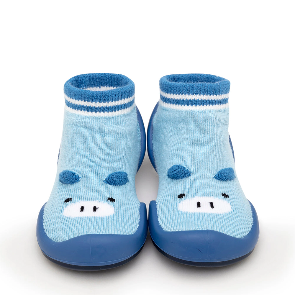 Komuello Baby Boy First Walk Sock Shoes Piglet Blue