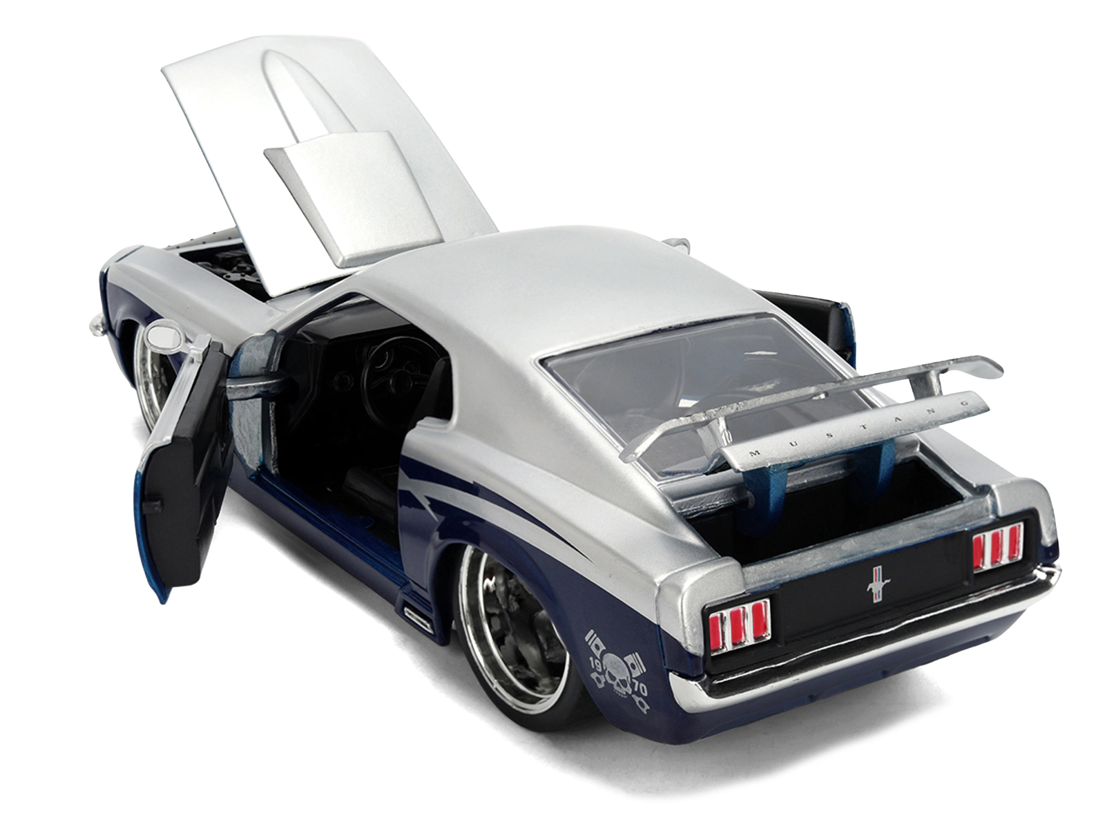 Jada 1970 Ford Mustang Boss 429 "Iron Stallion Speed Shop" Silver and Dark Blue Metallic "Bigtime Muscle"