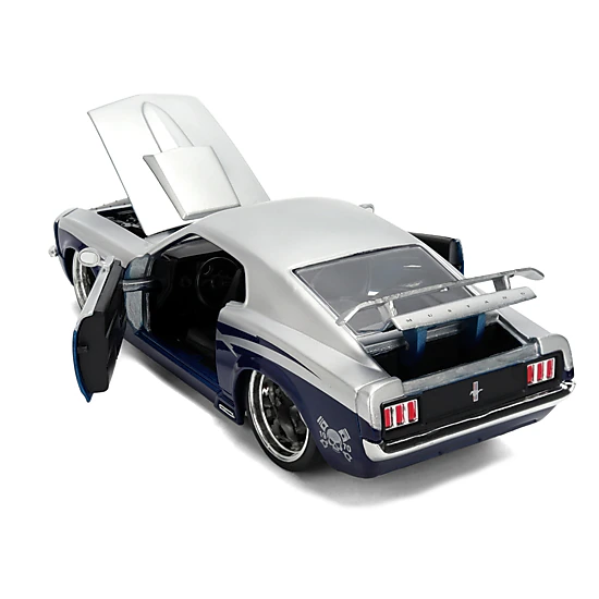 Jada Collectible 1970 Ford Mustang Boss 429 "Iron Stallion Speed Shop" Silver And Dark Blue Metallic "Bigtime Muscle"