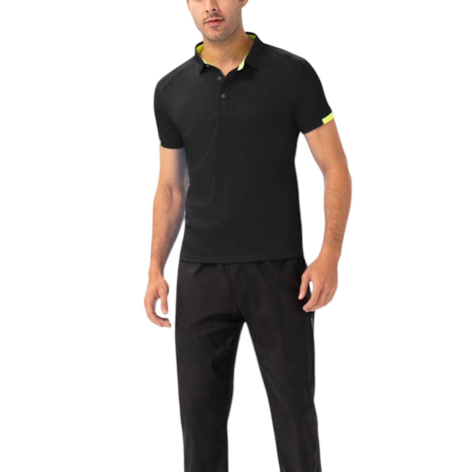 Anna-Kaci Men's Athletic Fit Polo Shirt with Contrast Collar and Moisture-Wicking Stretch Fabric