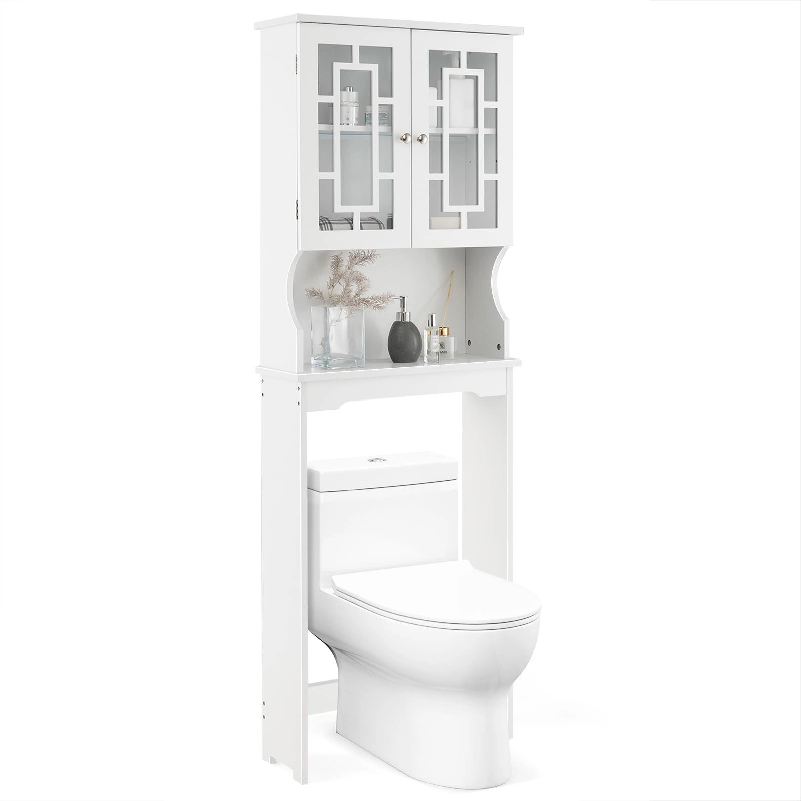 Glintex Over-the-Toilet Space Saver with Large Cabinet and Adjustable Shelf