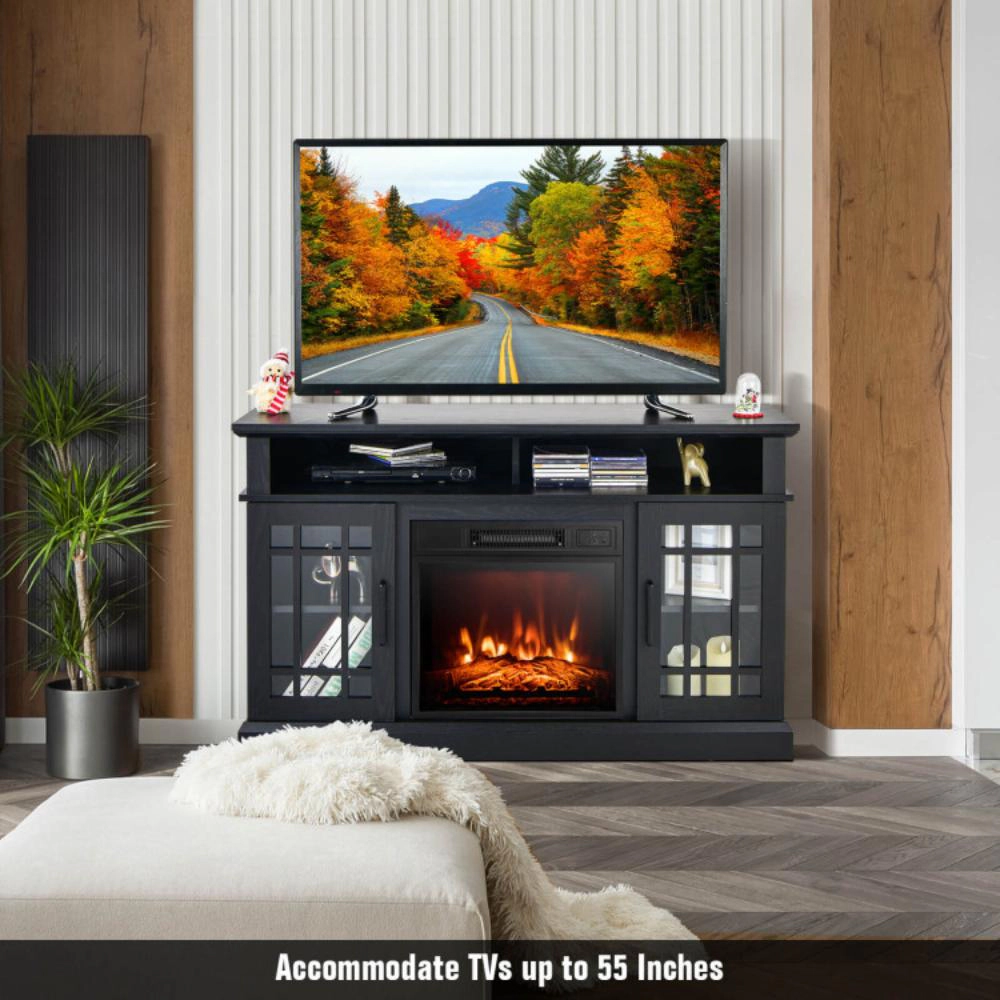 Hivvago 48 Inch Electric Fireplace Tv Stand With Cabinets For Tvs Up To 55