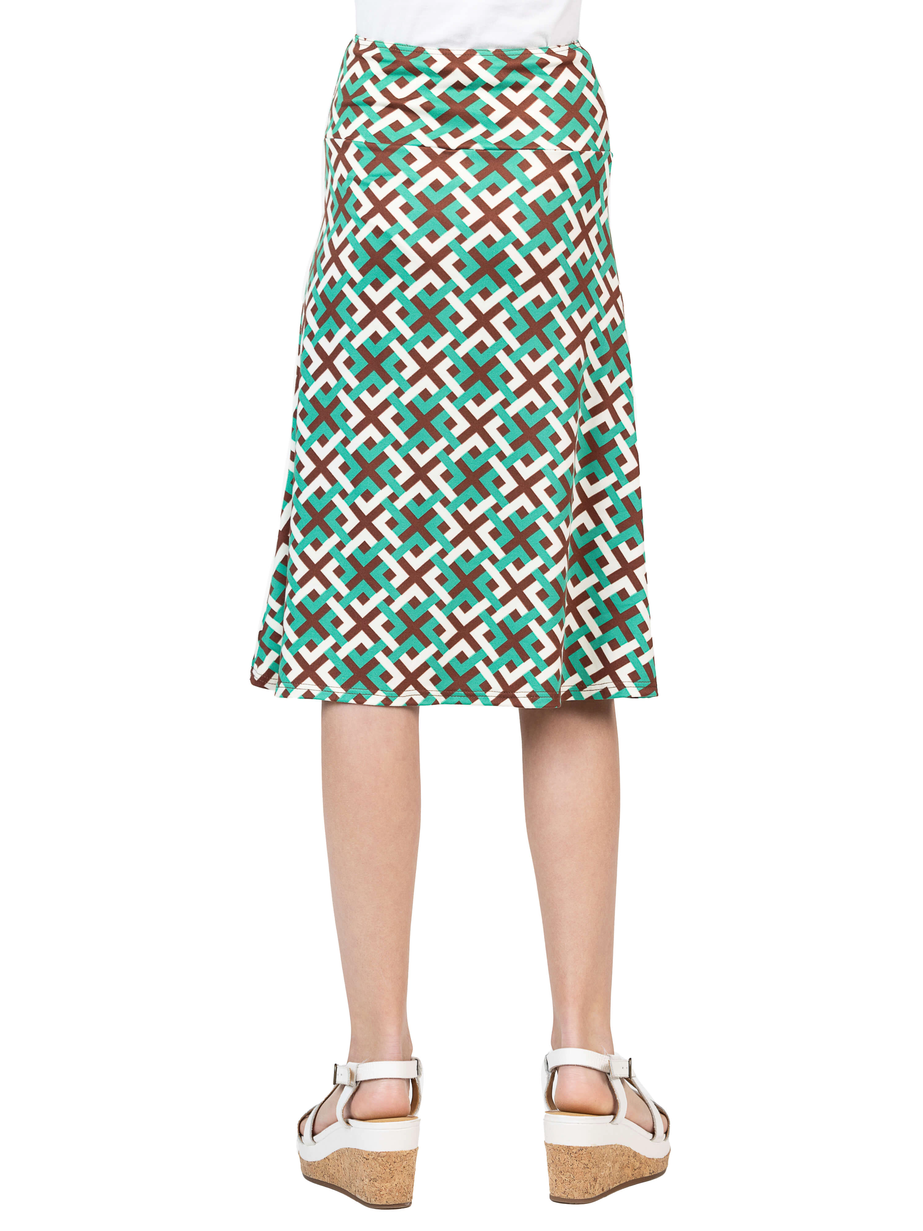 24sevenKid Essential Girls Green Geo Print Knee Length Skirt