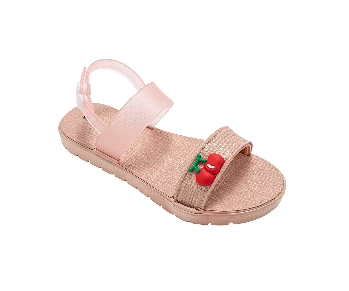 bebe Girl's Sandals - Cute Fashion Flat Sandals, Summer Flats with Fruit Charms and Ankle Strap