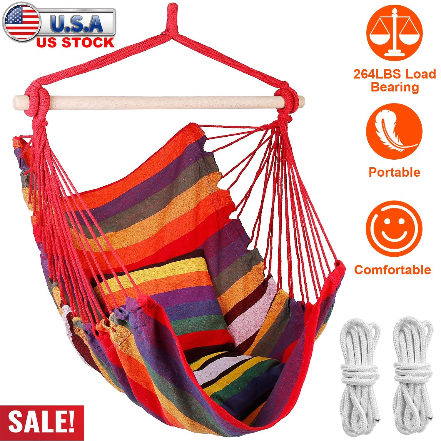GBruno Canvas Hammock Hanging Chair With Pillows