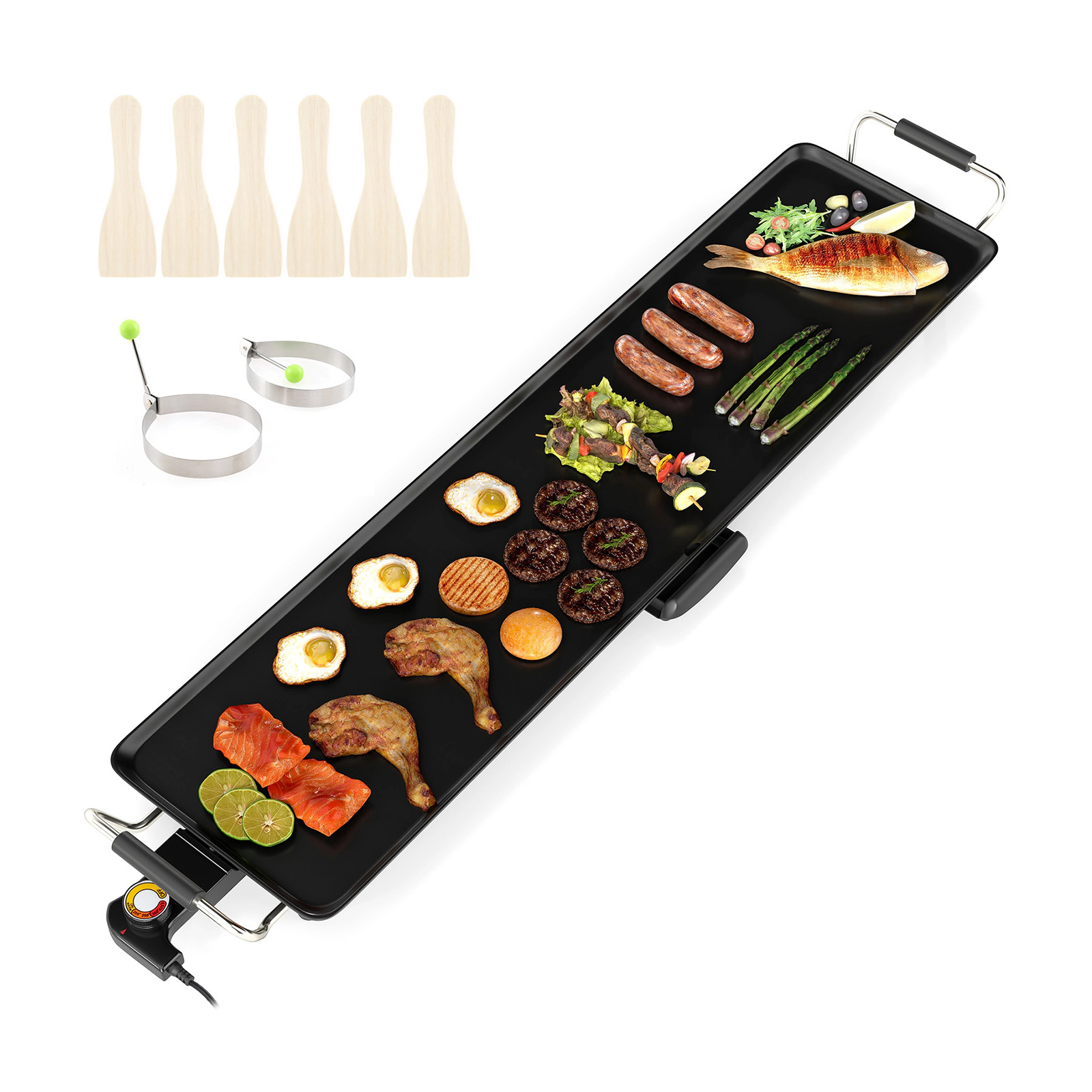 SUGIFT Black 35-in 1400W Extra Large Nonstick Electric Griddle Flat Top Grill with Adjustable Temperature