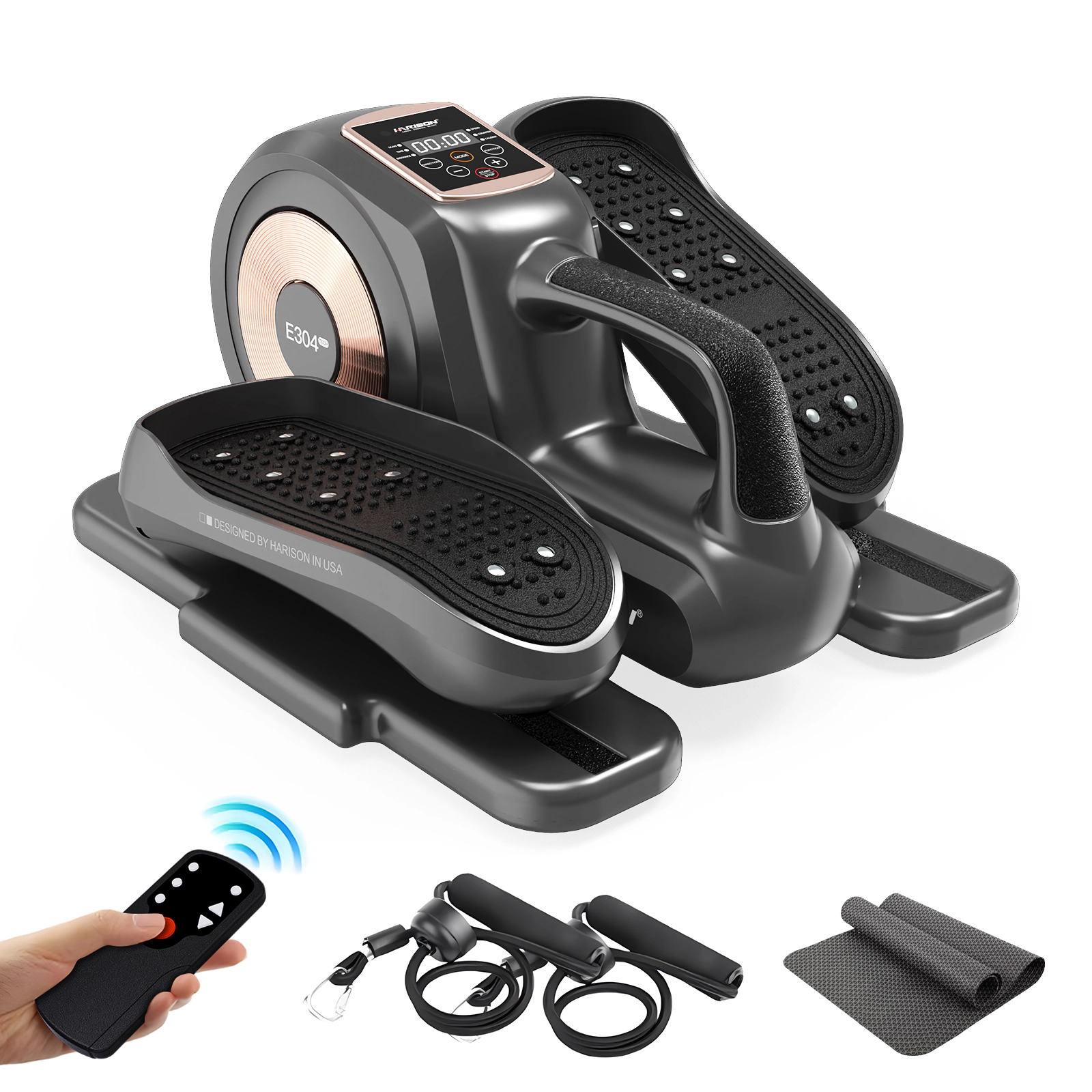 HARISON Under Desk Elliptical Machine for Senior, Mini Seated Elliptical with 12-Level Magnetic Resistance, LCD & Remote