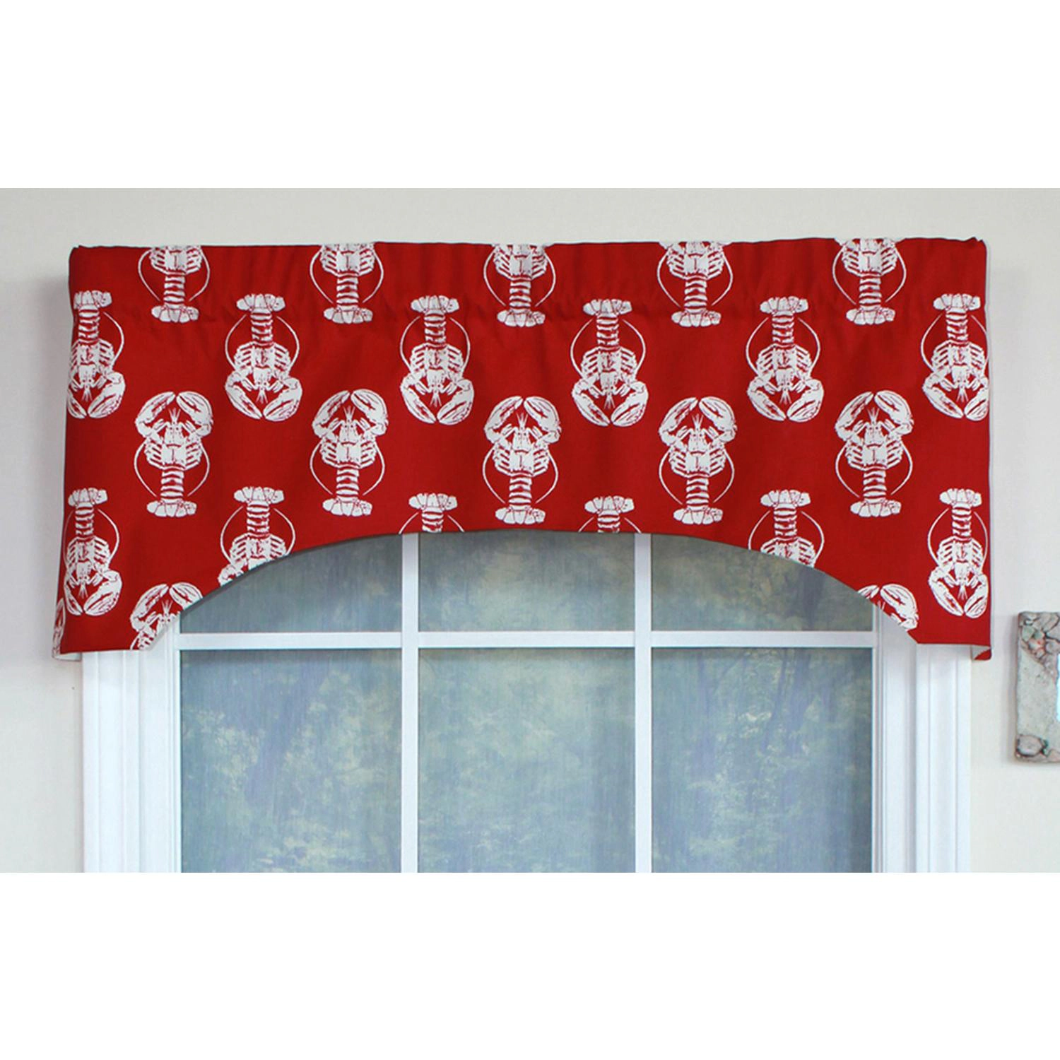 RLF Home Claws Arch 100% Cotton with Fully Lined 3" Rod Pocket Valnance for Windows 50" x 17" Red