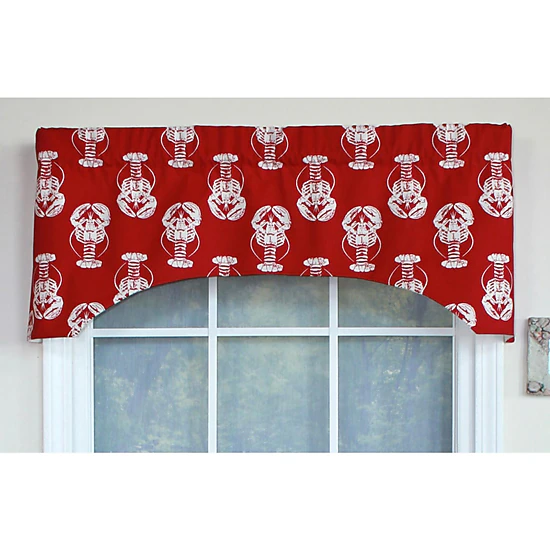 RLF Home Claws Arch 100% Cotton with Fully Lined 3" Rod Pocket Valnance for Windows 50" x 17" Red
