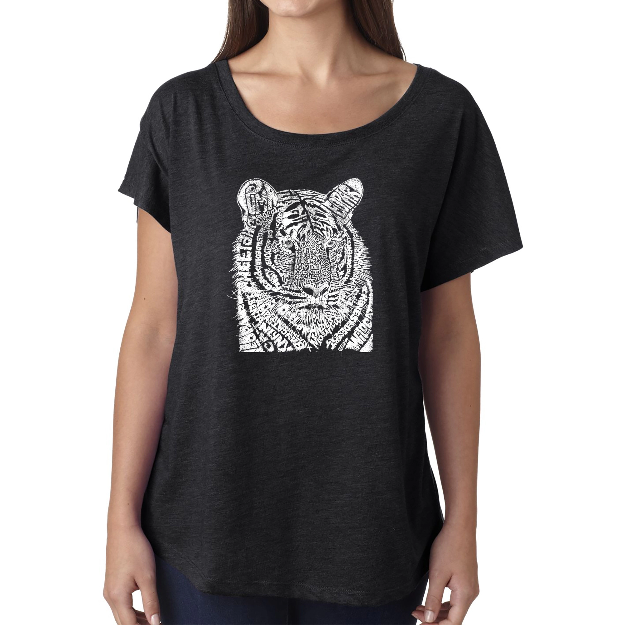 LA Pop Art Women's Dolman Word Shirt - Big Cats