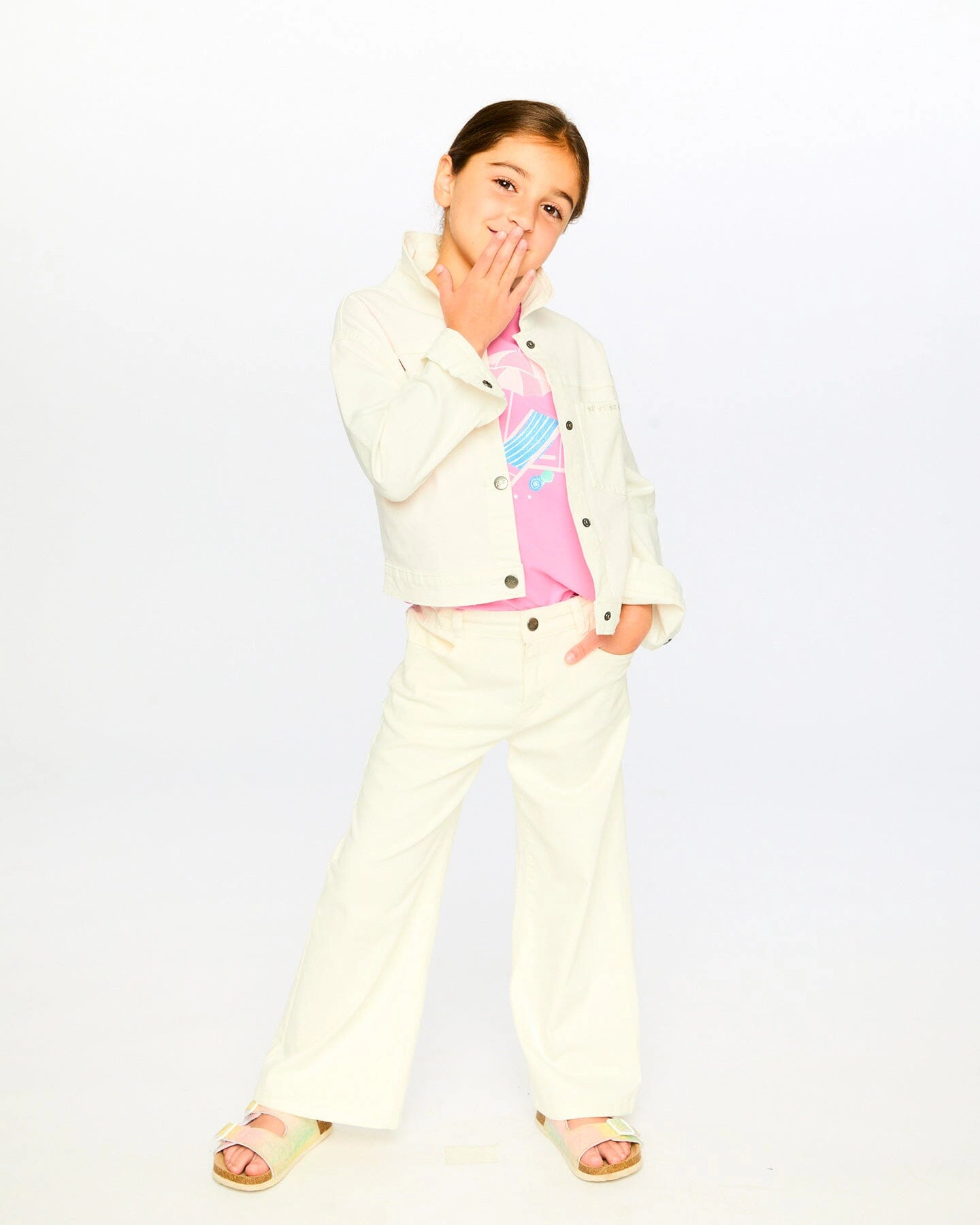 Deux par Girls Wide Leg Stretch Twill Jeans