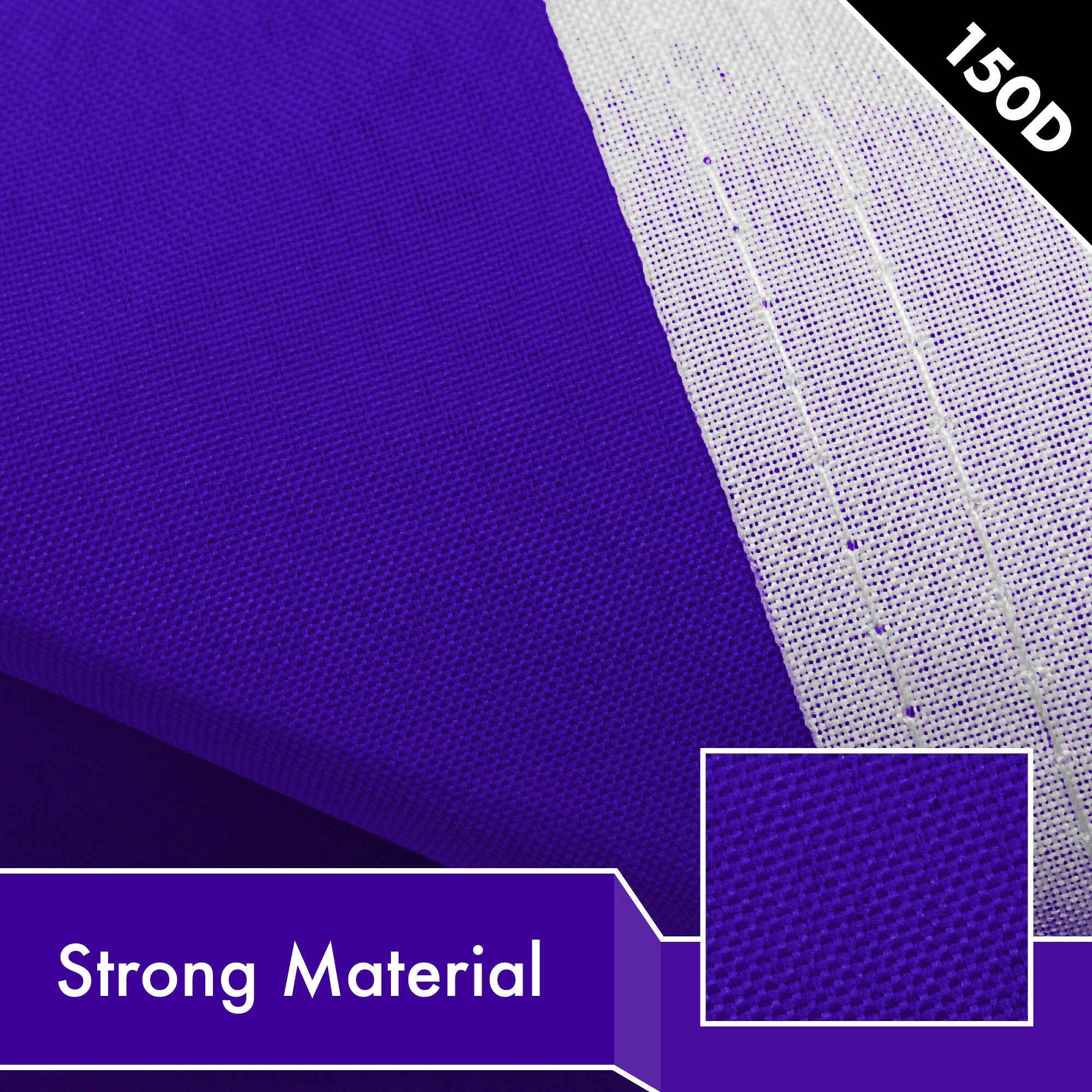 G128 Solid Violet Flag - 2.5 x 4 ft - 150D Heavyweight Polyester, Brass Grommets, Double-Needle Stitching