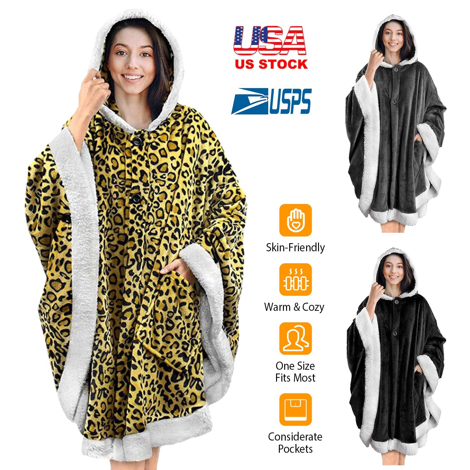 GBruno Hooded Wearable Blanket With Pockets