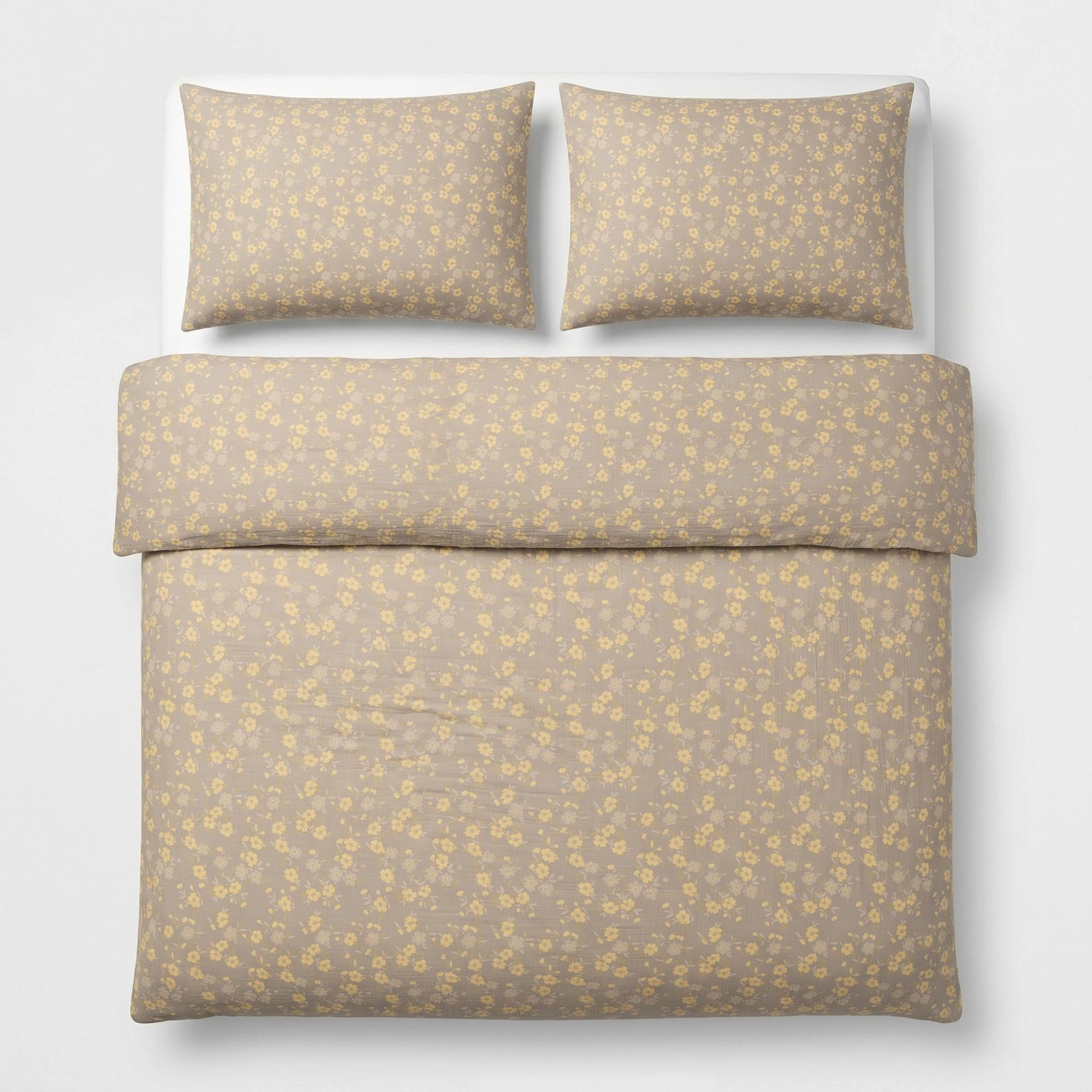 Alilang Unisex 3-Piece Cotton Bedding Set with Duvet Cover and Pillowcases Soft Washed Fabric Small Floral Print Design