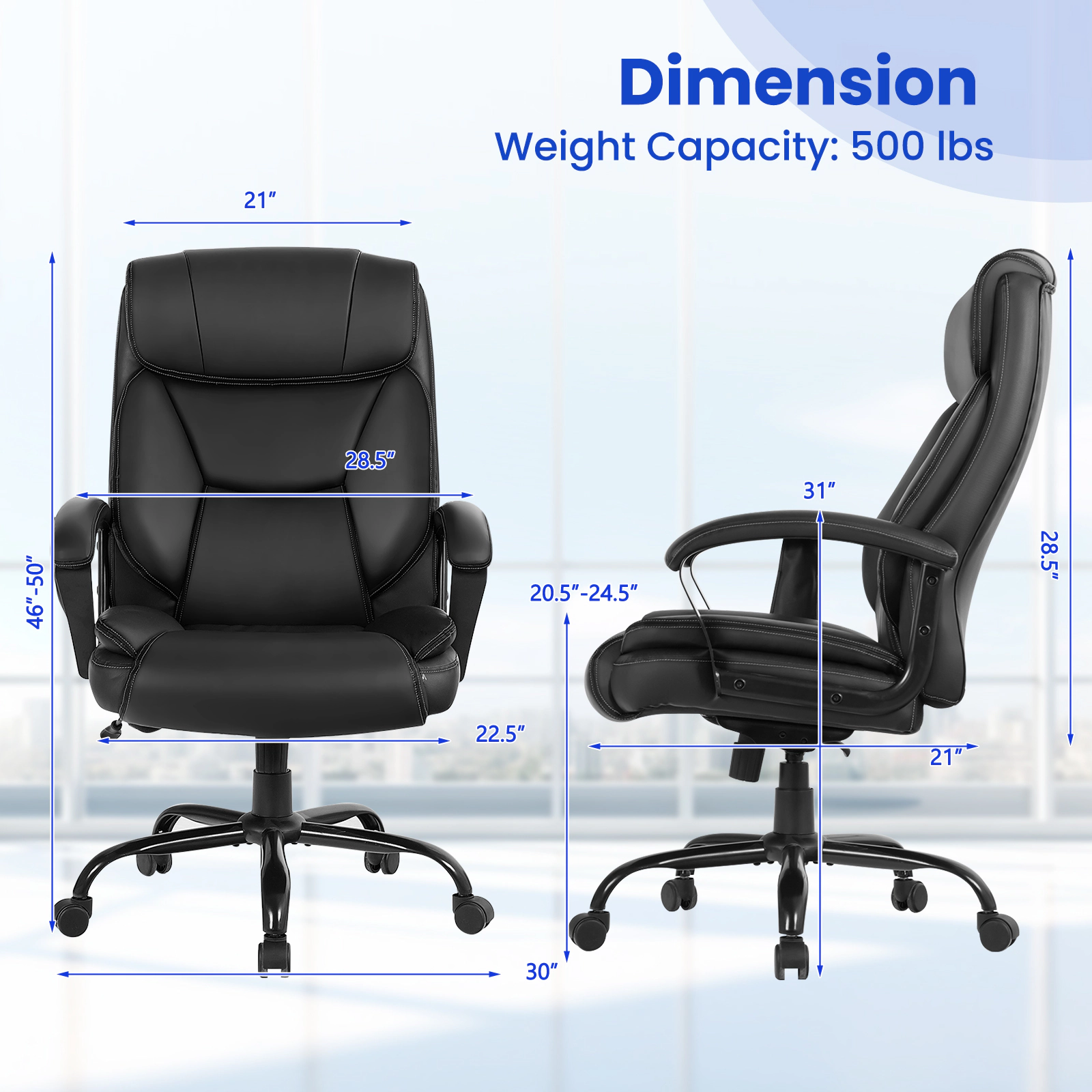 SUGIFT Massage Executive Office Chair with 6 Vibrating Points 500-lb Capacity Black