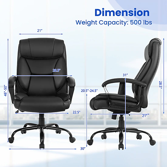 SUGIFT Massage Executive Office Chair with 6 Vibrating Points 500-lb Capacity Black