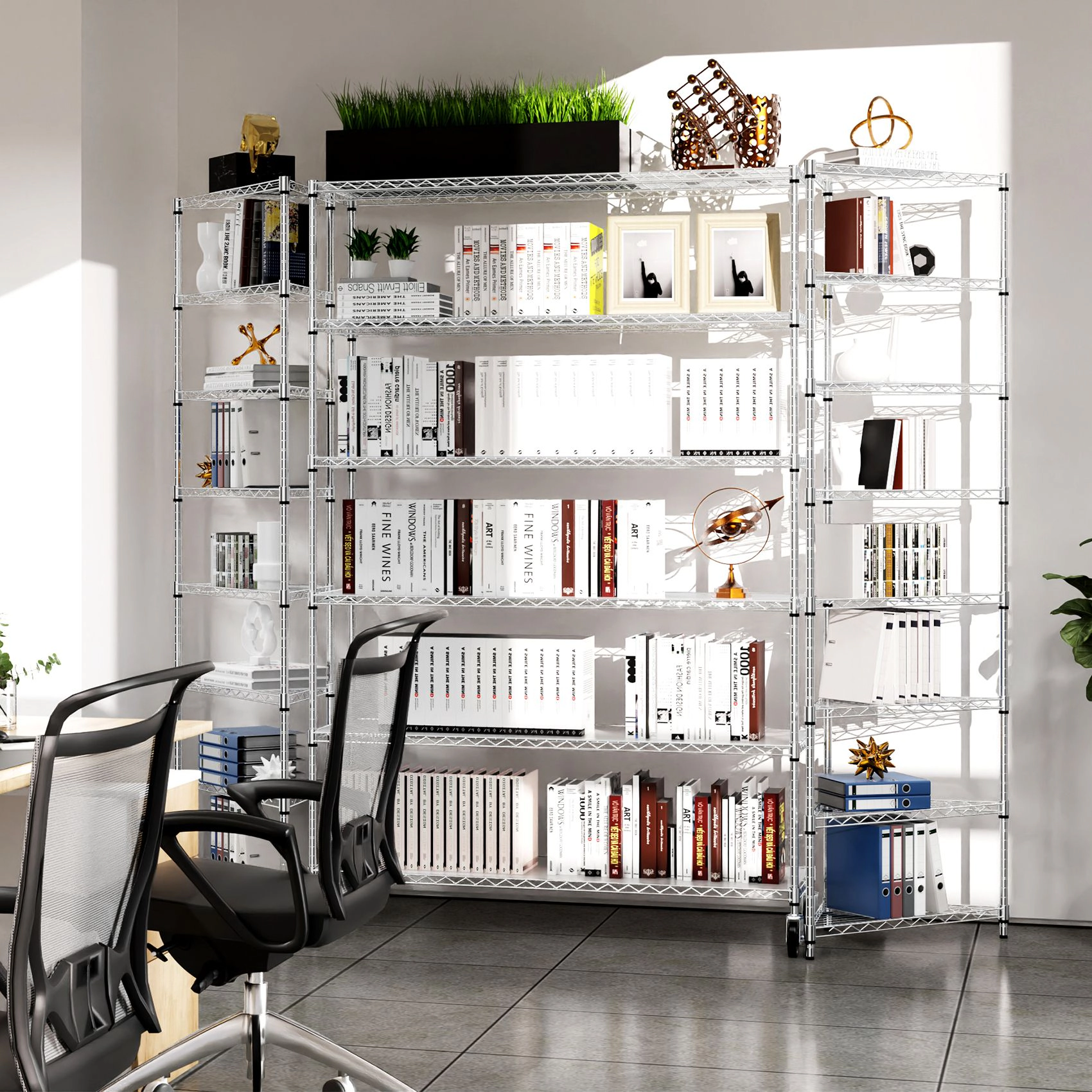 Flynama 6 Tier Wire Shelving 6000 LBS NSF with Wheels Adjustable Height Garage Storage Unit in Chrome